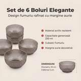 Set 6 boluri, Fumuriu, 10x10x5 cm