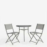Set bistro exterior Bion Jeve, 3 piese, Antracit-Champagne, metal si textilene, 70x40x65 cm