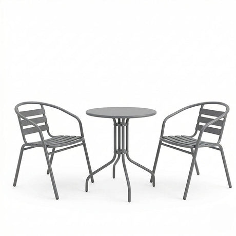 Set bistro exterior Vergo Tade, 3 piese, metal, Antracit, Ø60x70 cm
