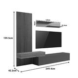 Set Comoda Tv Litende cu Riflaj, antracit-stejar, 249x42x199 cm