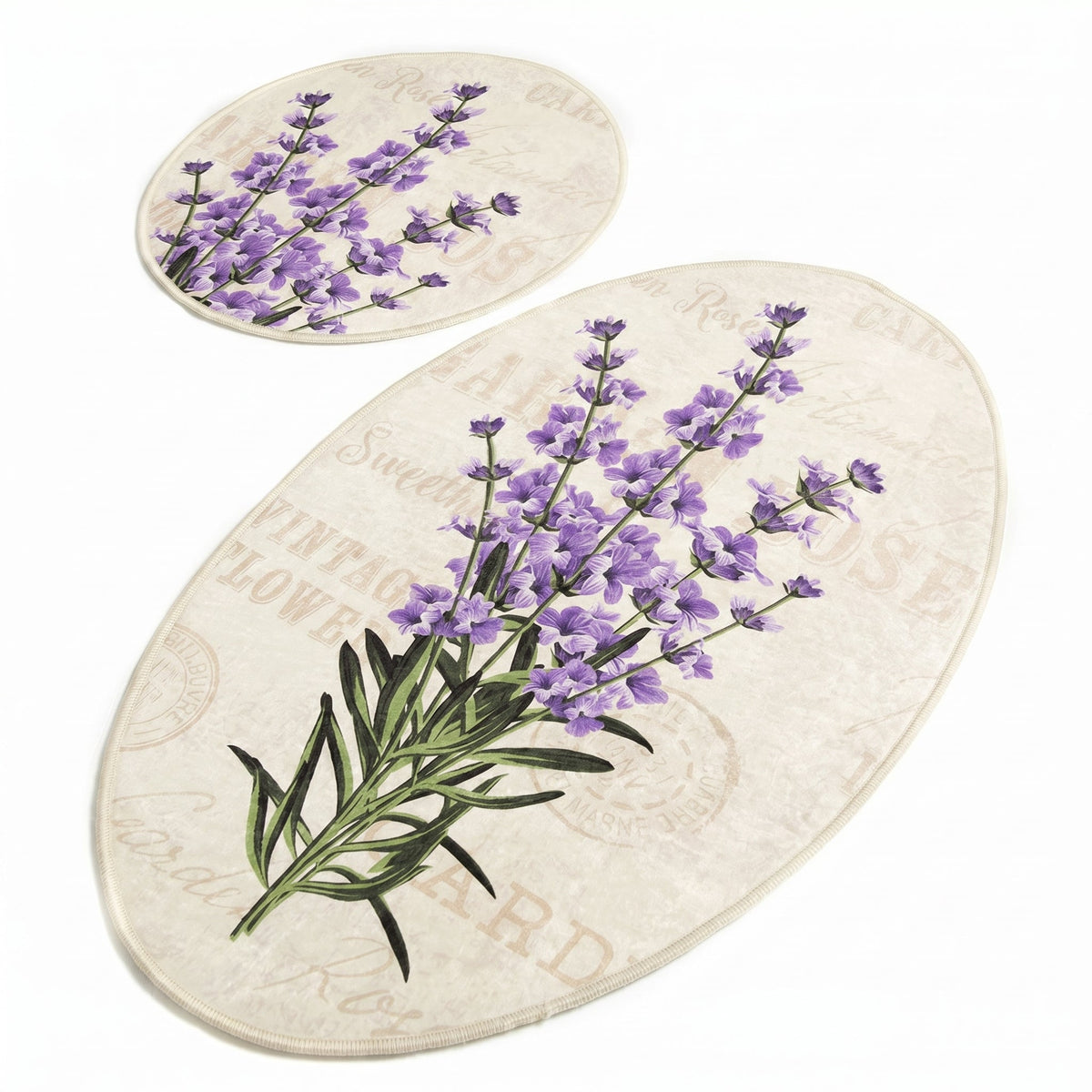 Set Covor de baie 2 bucati Lavanda, Multicolor, 100x60x1 cm, imagine suplimentara