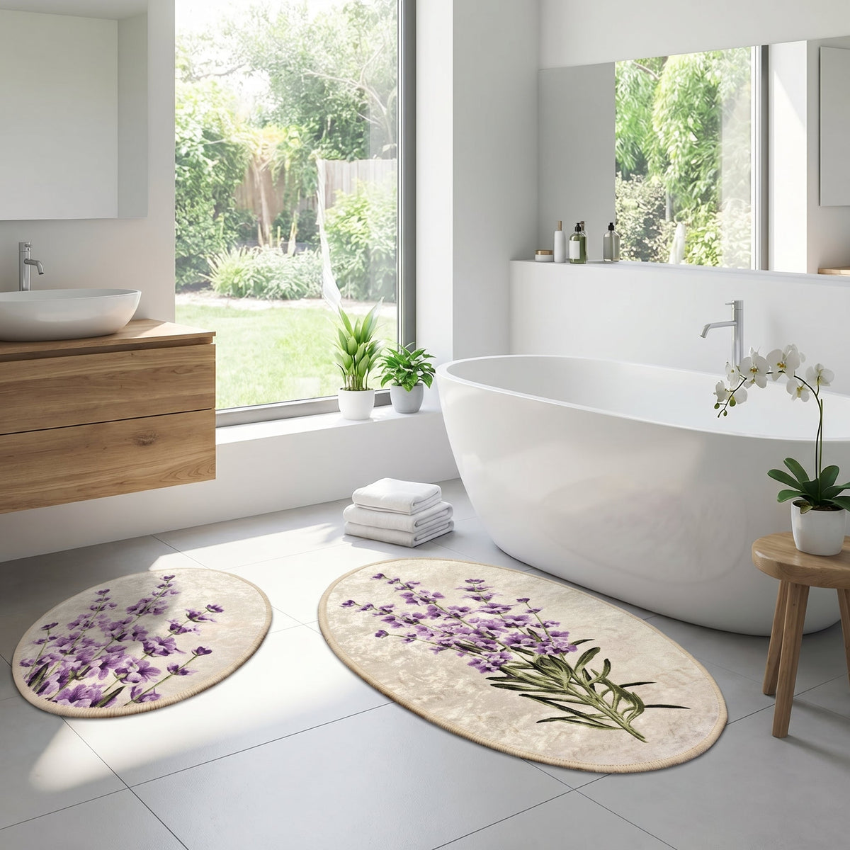 Set Covor de baie 2 bucati Lavanda, Multicolor