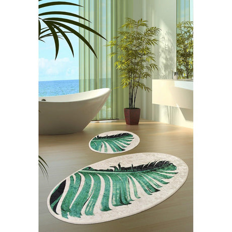 Set Covor de baie (2 bucăți), Verde, 50x60 cm