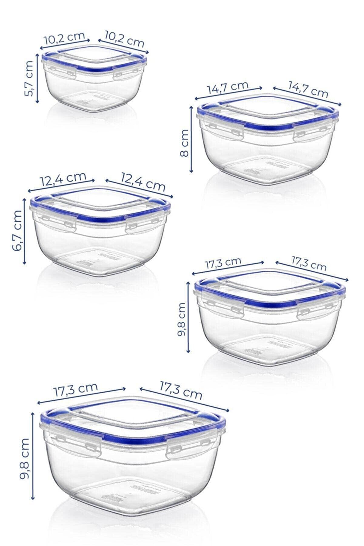 Set cutie de depozitare, Transparent, Multicolor, 17.3x17.3x9.8 cm