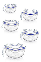 Set cutie de depozitare, Transparent, Multicolor, 17.3x17.3x9.8 cm