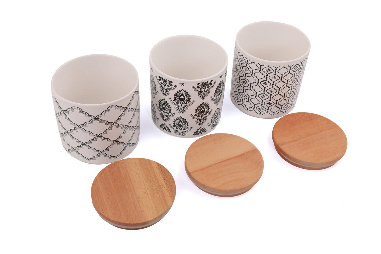 Set cutie de depozitare, 3 Piese, Alb, 12x12x10 cm