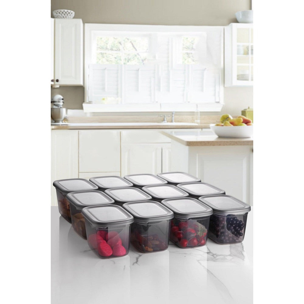 Set cutie de depozitare, Gri, 12x16.5x11.2 cm
