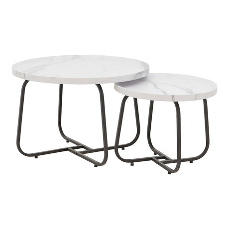 Set 2 mese de cafea Crismory, MDF si metal, 70x70x47 cm