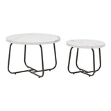 Set 2 mese de cafea Crismory, MDF si metal, 70x70x47 cm - Alb