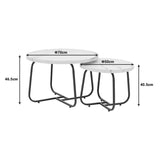 Set 2 mese de cafea Crismory, MDF si metal, 70x70x47 cm - Alb
