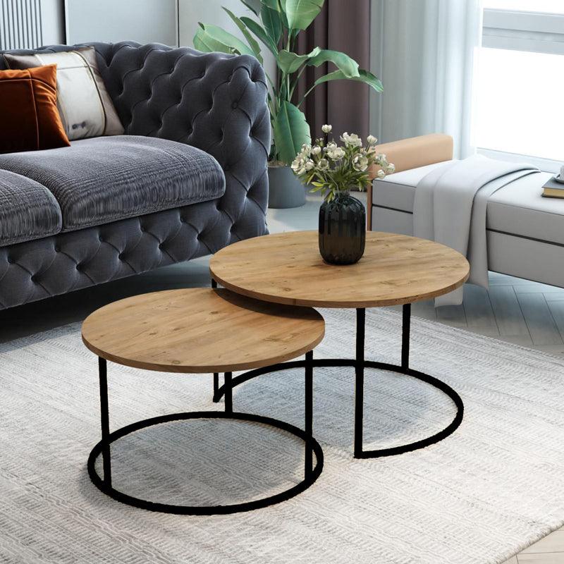 Set de 2 masute de cafea Solme, 60x60x40 cm - Natural