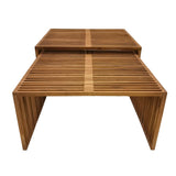 Set de 2 mese de gradina stivuibile Tinnie Boho, Natural, 86x80x46 cm