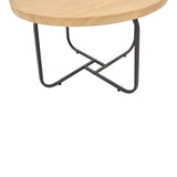 Set 2 mese de cafea Crismory, MDF si metal, 70x70x47 cm - Natural