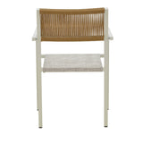 Set de 3 buc masa si scaune de gradina Savor-Kliton aluminiu alb si ratan, Natural, 80x80x74 cm