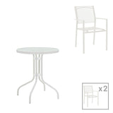 Set de 3 buc masa si scaune de gradina Valor-Confidence B metal, alb, 60x60x70 cm