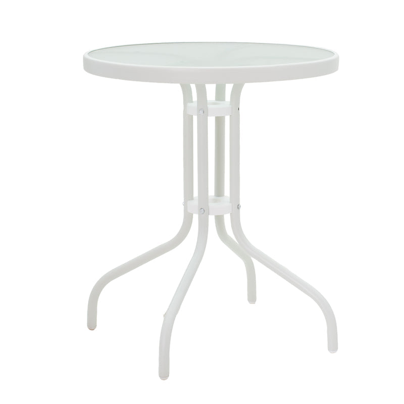 Set de 3 buc masa si scaune de gradina Valor-Confidence B metal, alb, 60x60x70 cm