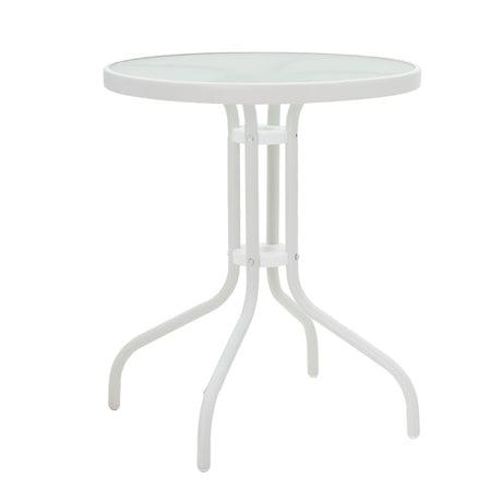Set de 3 buc masa si scaune de gradina Valor-Confidence B metal, alb, 60x60x70 cm
