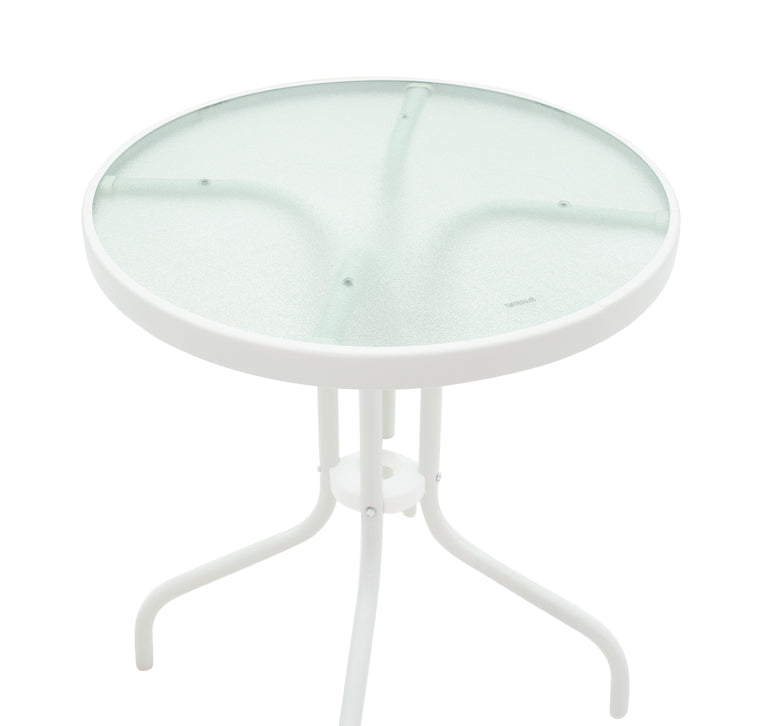 Set de 3 buc masa si scaune de gradina Valor-Confidence B metal, alb, 60x60x70 cm
