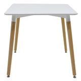 Set de 3 buc mese Ezra Natali, MDF gri alb cu picioare Naturale, 80x80x76 cm
