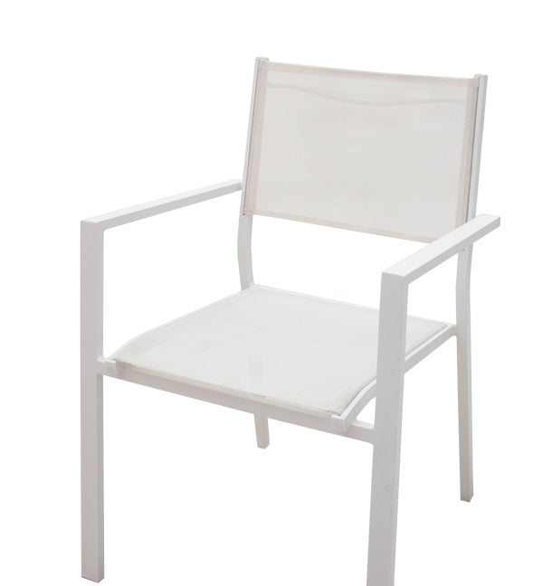 Set de 5 buc masa si scaune de gradina Kliton-Moly aluminiu, alb, 150x80x74 cm