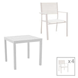 Set de 5 buc masa si scaune de gradina Kliton-Moly aluminiu, alb, 80x80x74 cm
