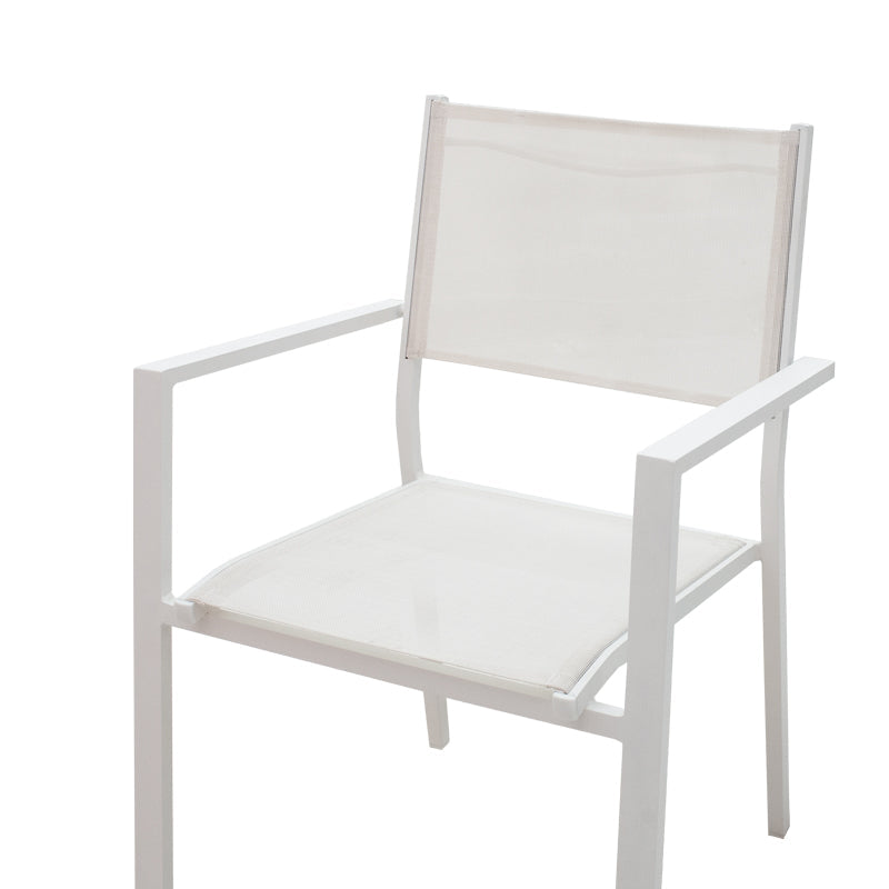 Set de 5 buc masa si scaune de gradina Kliton-Moly aluminiu, alb, 80x80x74 cm