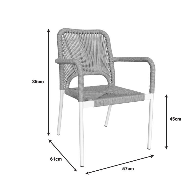 Set de 5 buc masa si scaune de gradina Kliton-Norture aluminiu, alb, 150x80x74 cm