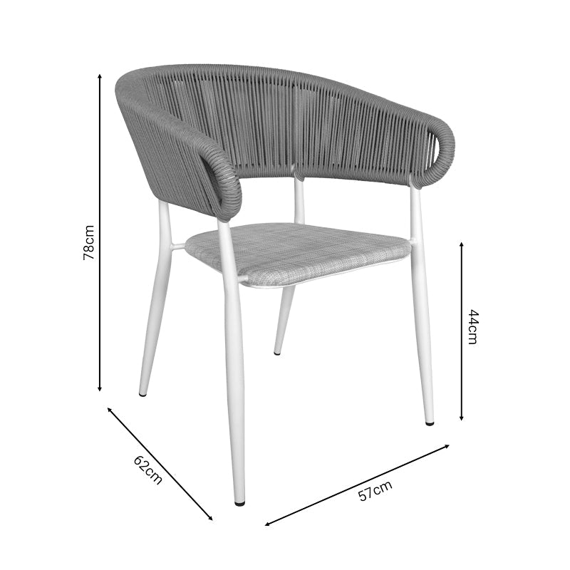 Set de 5 buc masa si scaune de gradina Kliton-Raven aluminiu, alb, 150x80x74 cm