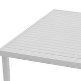 Set de 5 buc masa si scaune de gradina Kliton-Raven aluminiu, alb, 150x80x74 cm