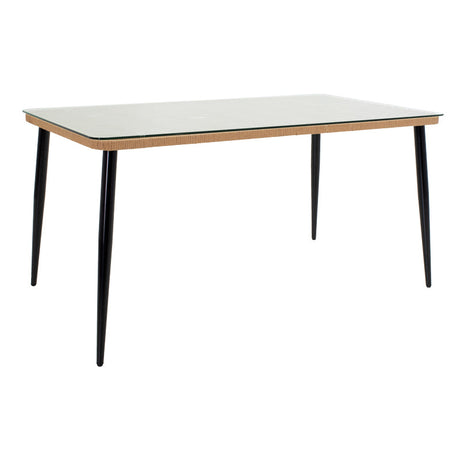 Set de 5 buc masa si scaune de gradina Naoki U ratan Natural si metal, negru, 160x90x78 cm