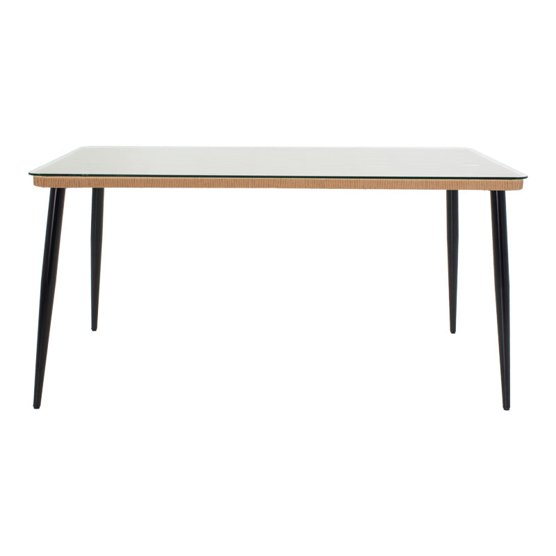 Set de 5 buc masa si scaune de gradina Naoki U ratan Natural si metal, negru, 160x90x78 cm