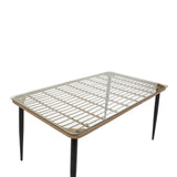 Set de 5 buc masa si scaune de gradina Naoki U ratan Natural si metal, negru, 160x90x78 cm