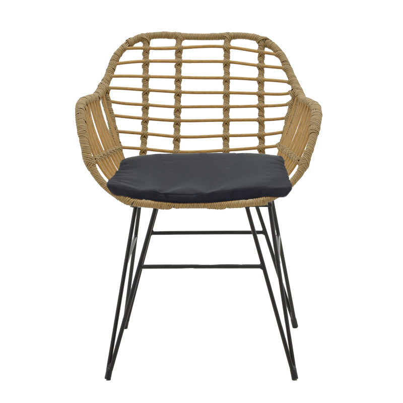 Set de 5 buc masa si scaune de gradina Naoki X ratan Natural si metal, negru, 160x90x78 cm