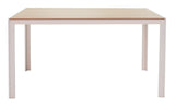 Set de 5 buc masa si scaune de gradina Nares-Clutch aluminiu alb si placaj, Natural, 140x80x72 cm