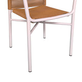Set de 5 buc masa si scaune de gradina Nares-Clutch aluminiu alb si placaj, Natural, 140x80x72 cm