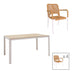 Set de 5 buc masa si scaune de gradina Nares-Norture aluminiu alb si placaj, Natural, 140x80x72 cm