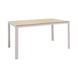 Set de 5 buc masa si scaune de gradina Nares-Pino A aluminiu alb si placaj, Natural, 140x80x72 cm