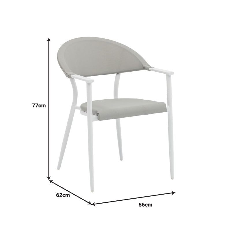 Set de 5 buc masa si scaune de gradina Nares-Pino A aluminiu alb si placaj, Natural, 140x80x72 cm
