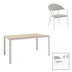 Set de 5 buc masa si scaune de gradina Nares-Pino A aluminiu alb si placaj, Natural, 140x80x72 cm