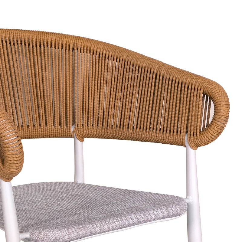 Set de 5 buc masa si scaune de gradina Nares-Raven aluminiu alb si placaj, Natural, 140x80x72 cm