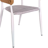 Set de 5 buc masa si scaune de gradina Nares-Raven aluminiu alb si placaj, Natural, 140x80x72 cm