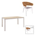 Set de 5 buc masa si scaune de gradina Nares-Raven aluminiu alb si placaj, Natural, 140x80x72 cm