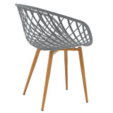 Set de 5 buc masa si scaune Ezra-Natali, Gri-alb cu picioare Naturale, 80x80x76 cm