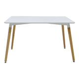 Set de 5 buc masa si scaune Ezra-Natali, Gri-alb cu picioare Naturale, 80x80x76 cm