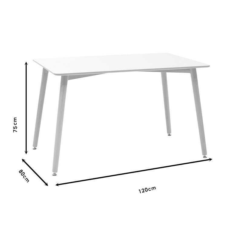 Set de 5 buc masa si scaune Ezra-Natali, Gri-alb cu picioare Naturale, 80x80x76 cm