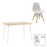 Set de 5 buc masa si scaune Julita-Cuba, alb-sonoma, 120x80x75 cm