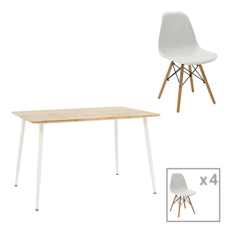 Set de 5 buc masa si scaune Julita-Cuba, alb-sonoma, 120x80x75 cm