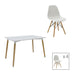Set de 5 buc masa si scaune Natali-Julita, alb-Natural, 120x80x76 cm