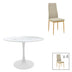 Set de 5 Piese Masă de sufragerie Rotunda cu Functie Balou-Parker/metal, Diametru 100cm x Înaltime 73cm, Alb-Bej, 100x100x73 cm