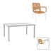 Set de 7 buc masa si scaune de gradina Kliton-Norture aluminiu, alb, 150x80x74 cm